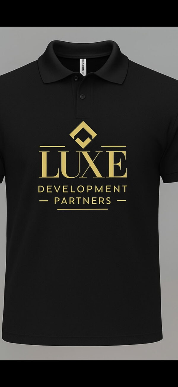 Men’s Black Polo Shirt with Luxe Development Partners Gold Logo