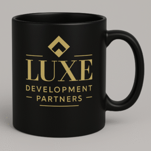 Luxe Development Partners Matte Black Coffee Mug – Gold Logo Edition